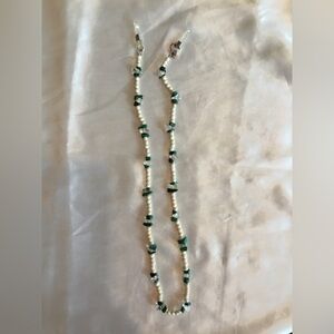 Chic Beaded Necklace with Green and Cream Accents